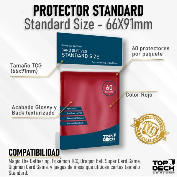 60 Protectores Standard 66x91mm Rojos