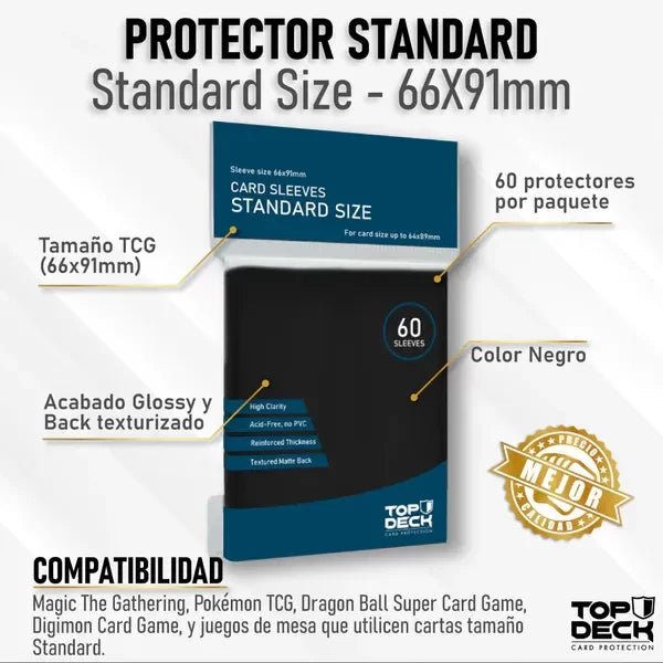 60 Protectores Standard 66x91mm Negro