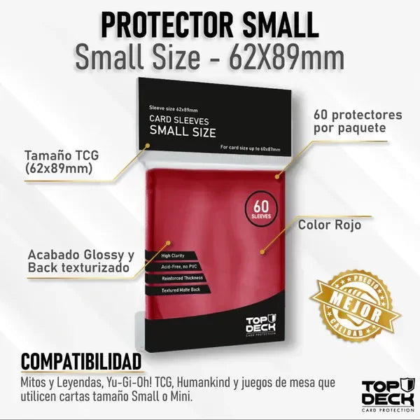 60 Protectores Small 62x89mm Rojos