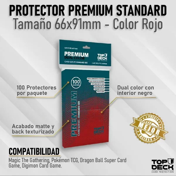 100 Protectores Standard 66x91mm Rojo