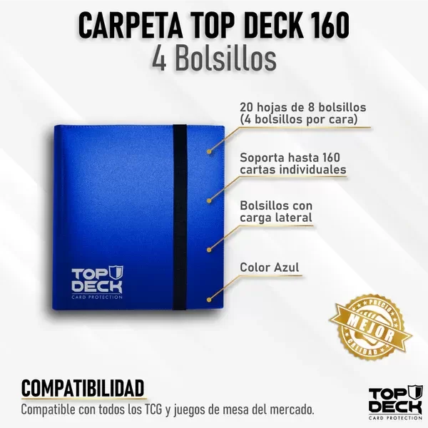 Carpeta con elástico azul - 160 bolsillos