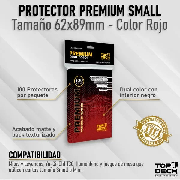 100 Protectores Small 62x89mm Rojo