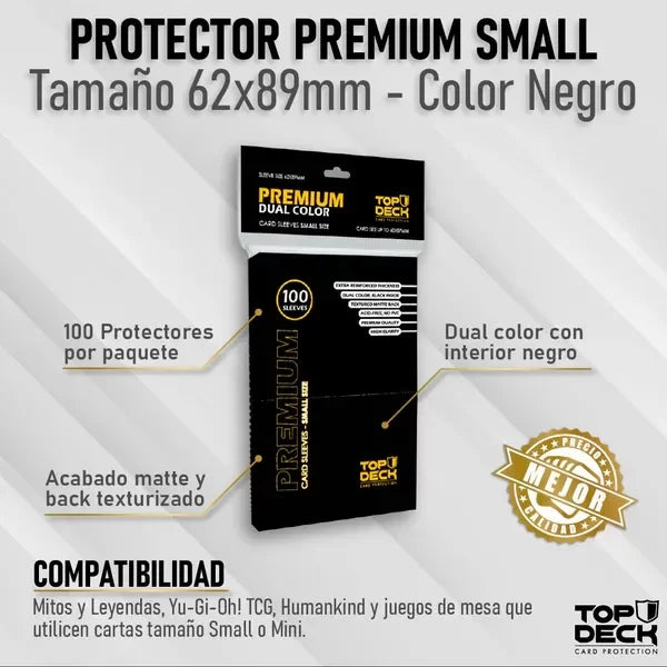 100 Protectores Small 62x89mm Negro