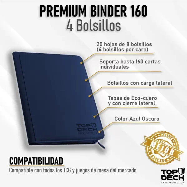 Carpeta Azul Premium - 160 Bolsillos