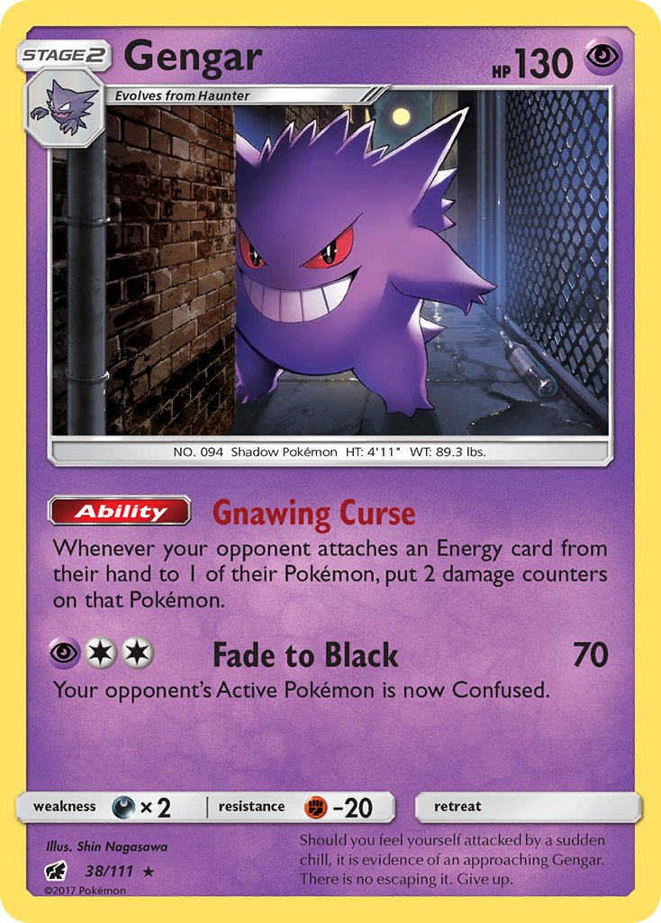 Gengar (38/111) (Exclusivo del kit de presentación) (Exclusivo de la baraja temática) [Sol y Luna: Crimson Invasion] 